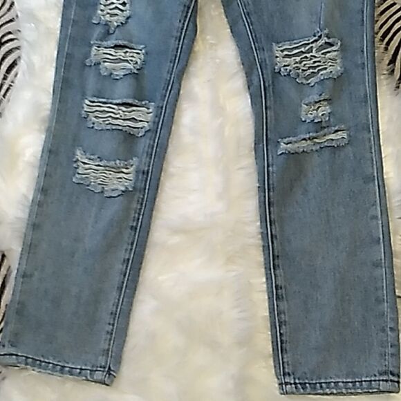 high waist button fly distressed jeans - Picture 13 of 15